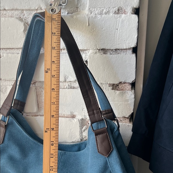 Blue Canvas Shoulder Bag hobo round bag - Picture 4 of 7